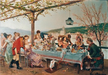 150の主題の芸術作品 Painting - パーティーのカップル マリアーノ・アロンソ・ペレス・ロココ